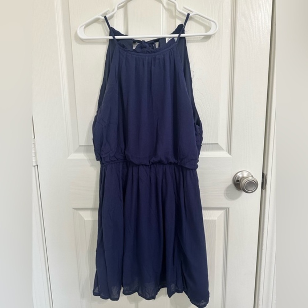 Blue Rain Navy Blue High Neck Dress